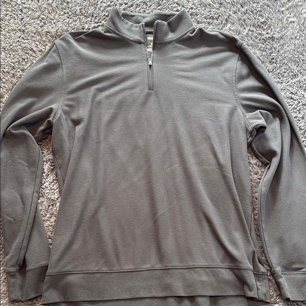 Gray Zip Up Sweater with Standing Collar